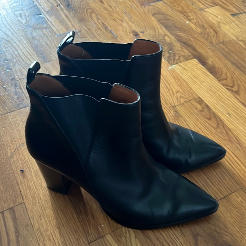 & Other Stories black real leather heeled ankle booties